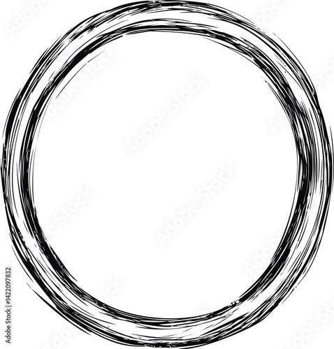 Black brushstroke enso circle, zen simplicity concept. Vector illustration