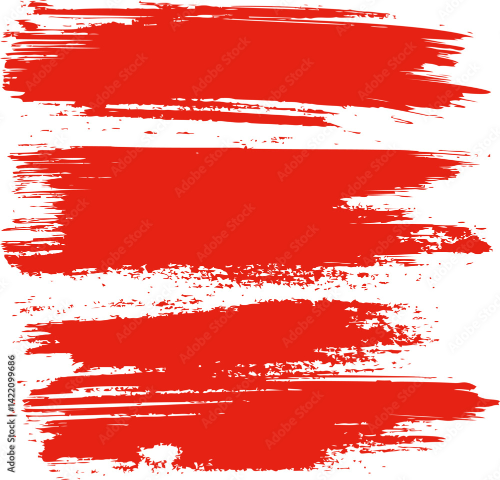Abstract red brush strokes, digital art texture design. Vector illustration