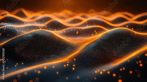 A vibrant, abstract backdrop woven from a generative AI-generated network of dots and squares, pulsating with an ethereal glow