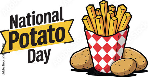 National Potato Day Celebration with Fries and Potatoes Illustration | vector graphic of national potato day | Holiday concept