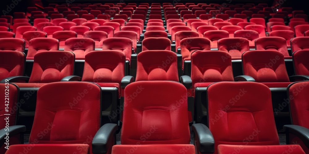 Fototapeta premium Empty Red Cinema Seats: Awaiting the Show