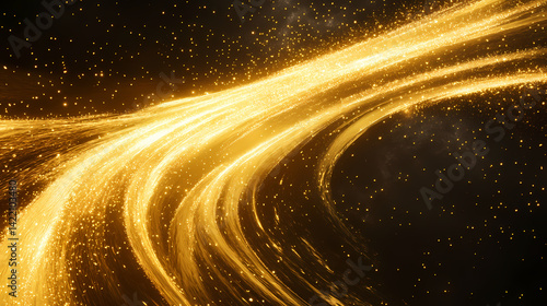Obraz na płótnie Golden galaxy expanding at warp speed with bright streaks of light. Gilded Warp. Illustration w salonie