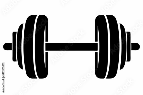 gym dumbbell silhouette black vector