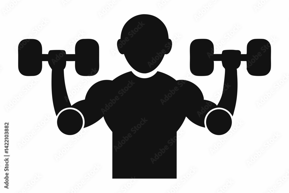 gym dumbbell silhouette black vector