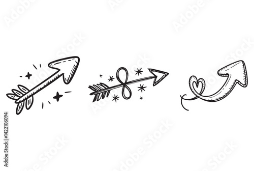 Hand-drawn arrow graphics set for design elements