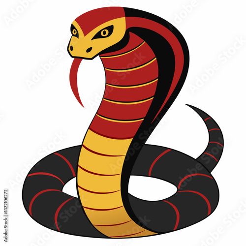 King Cobra Snake Illustration on White Background