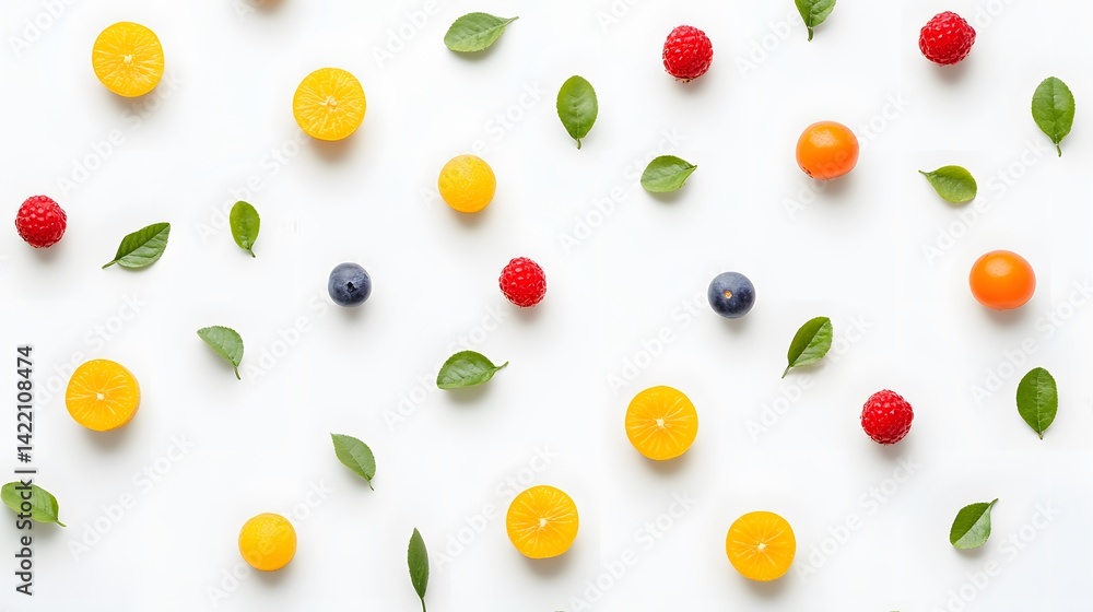 Vibrant Fruit and Berry Pattern Background Vibrant Fruit and Berry Pattern Background