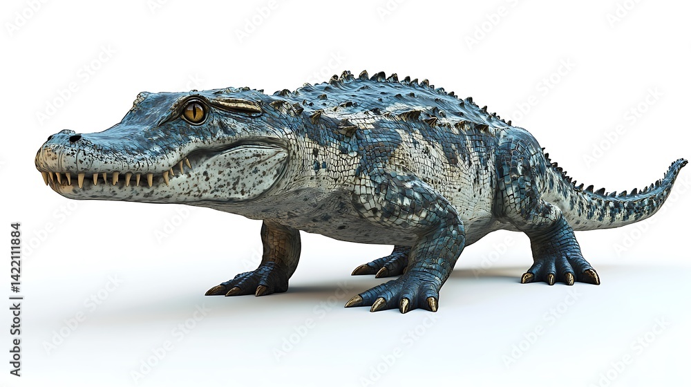 Blue Alligator with 3D Render, and White BG. Blue Alligator with 3D Render, and White BG.