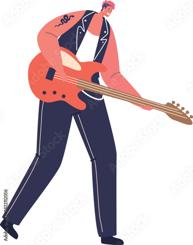 Punk rocker guitarist performing music