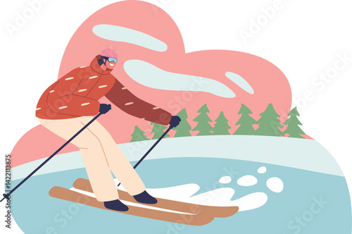 Skier enjoying extreme free ride
