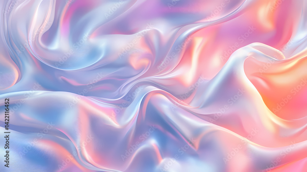 Silken waves of pearly white satin cascade in a smooth, flowing texture. Luminous Weft. Illustration
