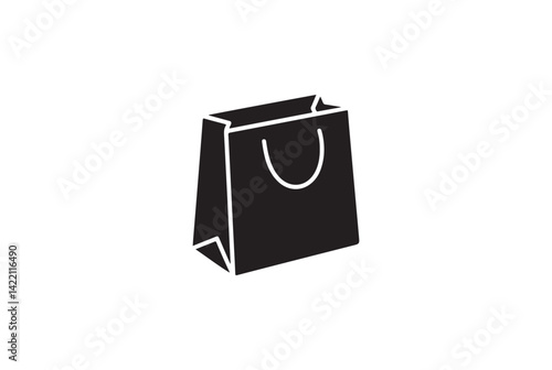 Simple black shopping bag icon for graphic design