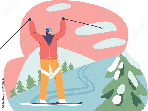 Mountain slalom rider vector illustration