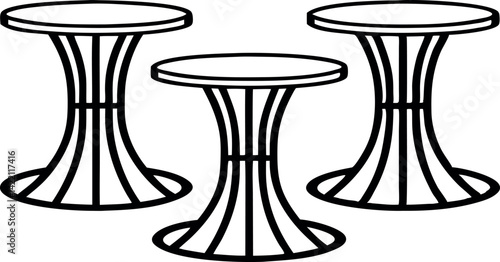 A high resolution silhouette black Nesting tables vector art illustration.