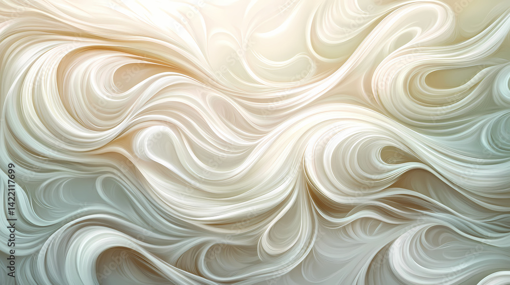 Silken waves of pearly white satin cascade in a smooth, flowing texture. Luminous Weft. Illustration