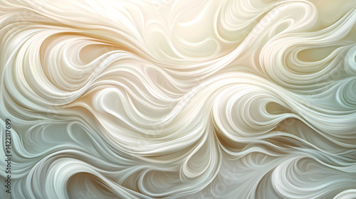 Obraz na płótnie Silken waves of pearly white satin cascade in a smooth, flowing texture. Luminous Weft. Illustration w salonie