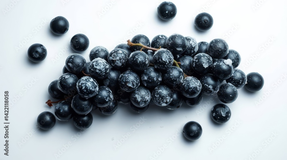 Fresh Aronia Berries Pile With Natural Bloom on White Background Fresh Aronia Berries Pile With Natural Bloom on White Background