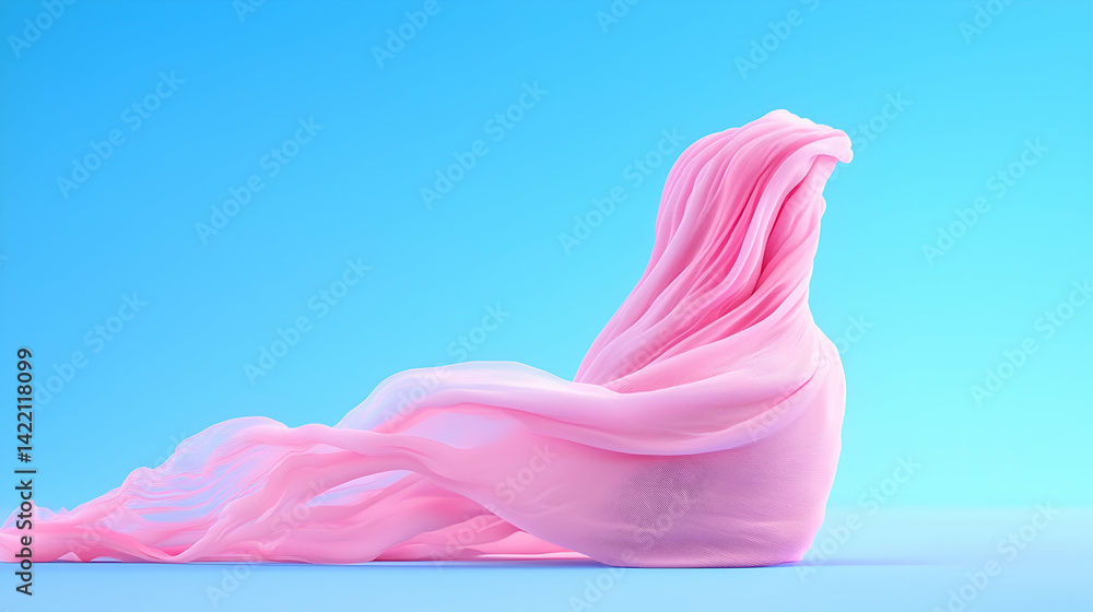 Abstract Pink 3D Wave Form on Blue Background Abstract Pink 3D Wave Form on Blue Background