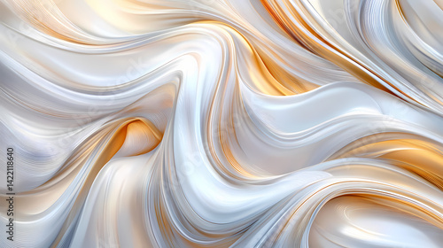 Obraz na płótnie Silken waves of pearly white satin cascade in a smooth, flowing texture. Luminous Weft. Illustration w salonie