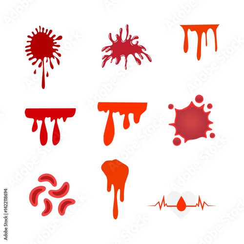 Realistic red blood drop icon, symbolizing donation, healthcare, or medical themes. Perfect for medical designs and awareness campaigns.