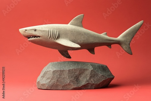 Wallpaper Mural Carved shark figurine perched on a rock pedestal. Torontodigital.ca