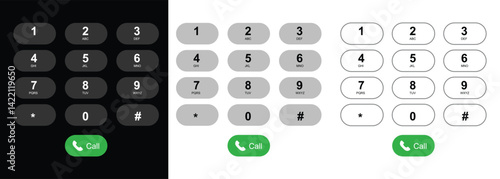 Modern Phone Dial Pad Interface vector for app, website, ux or ui design. Phone keypad interface. number pad design