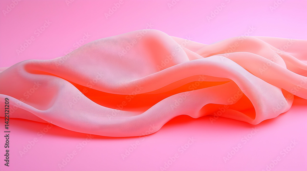 Fototapeta premium Draped Pink Fabric on Pink Background
