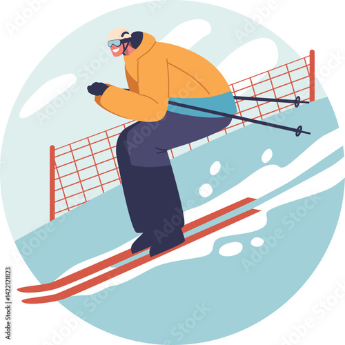 Sports character enjoying ski activity