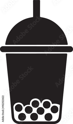 Bubble Tea silhouette icon, Bubble tea drink vector illustration