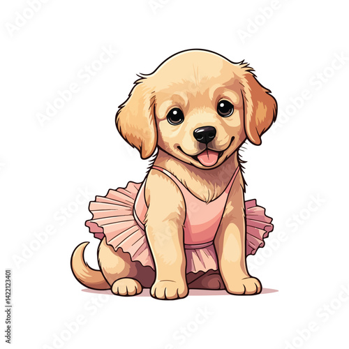 Cute Golden Retriever Dog Sitting Cartoon Vector Icon Illustration Animal Nature Icon Isolated Flat