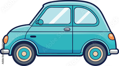 Cartoon Car Vector Illustration — Cute Colorful Vehicle Clipart in Flat Style for Kids, Transportation Design, and Educational Projects