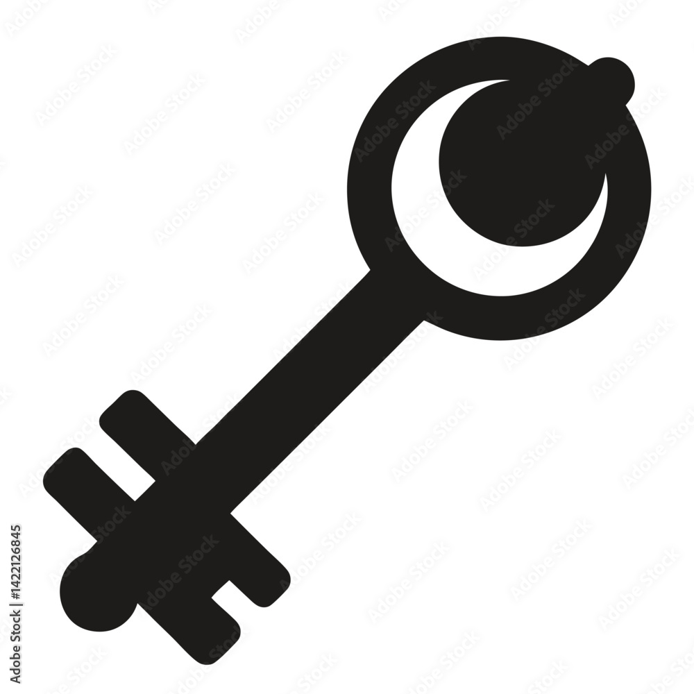 Create a simple black silhouette icon of a key. Create a simple black silhouette icon of a key.