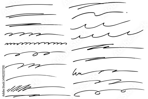 手描きの文字の下の線　アンダーラインセット　ベクター