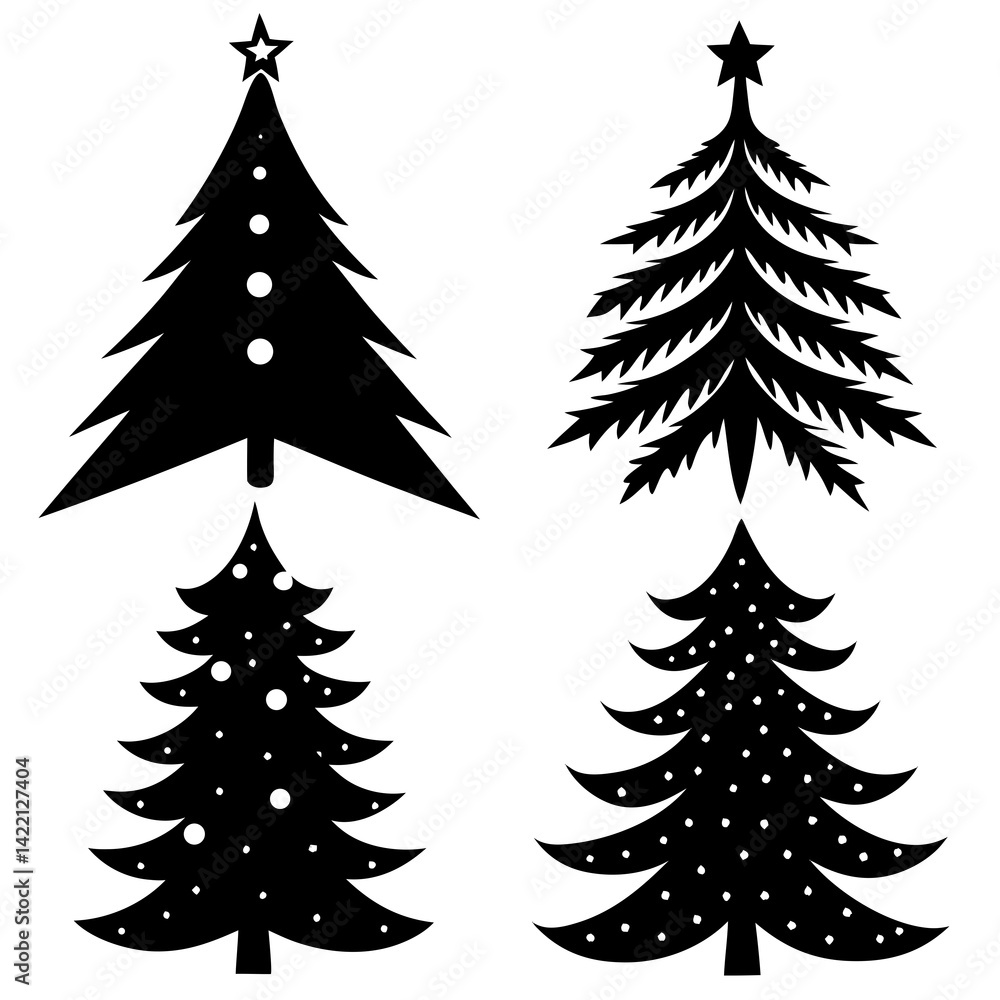 Obraz premium Festive silhouette icon set with classic Christmas elements for use on cards, banners, flyers, and apparel.