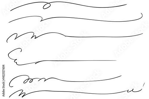 手描きの文字の下の線　アンダーラインセット　ベクター