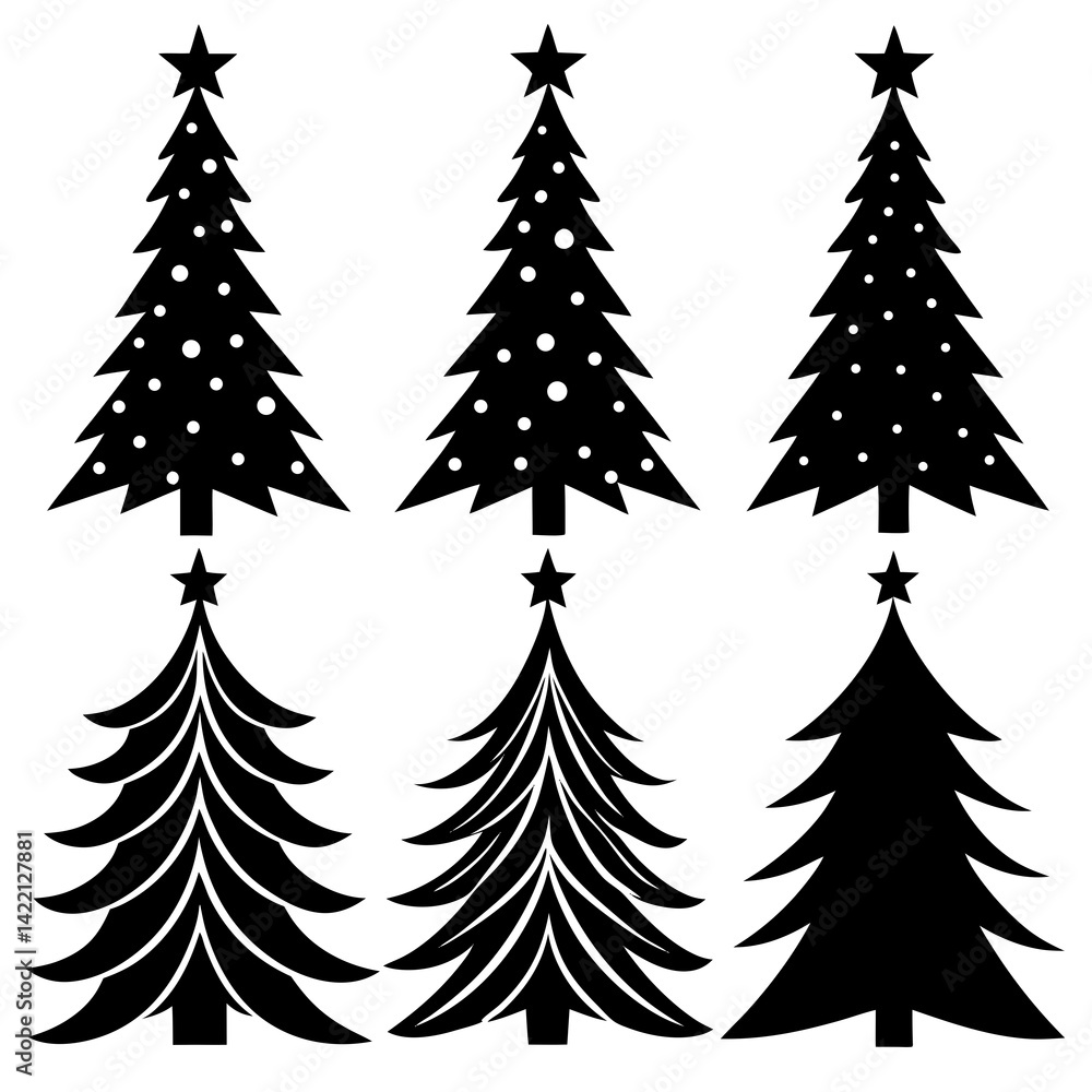Obraz premium Reindeer, Santa, and sleigh in vector silhouette on a white background. Ready for holiday merchandise and printable art.
