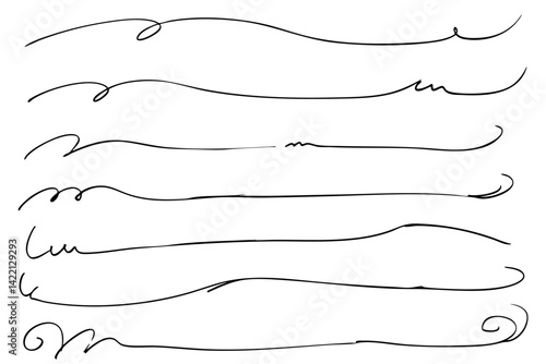 手描きの文字の下の線　アンダーラインセット　ベクター