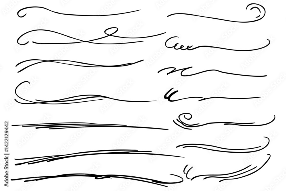 手描きの文字の下の線 アンダーラインセット ベクター 手描きの文字の下の線 アンダーラインセット ベクター