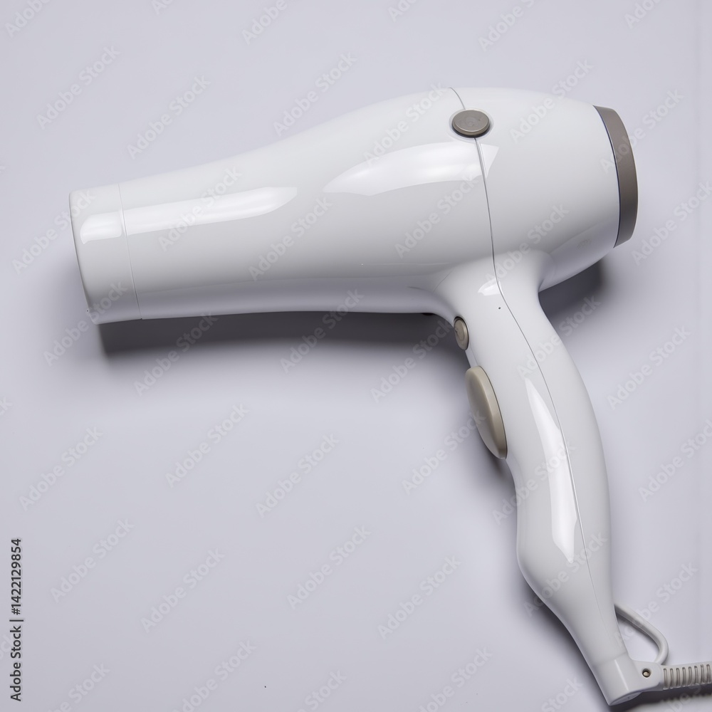 Fototapeta premium Hair dryer on a white background for styling and grooming 