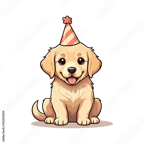 Cute Golden Retriever Dog Sitting Cartoon Vector Icon Illustration Animal Nature Icon Isolated Flat