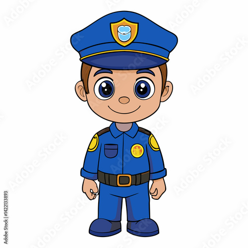 cute police on white background