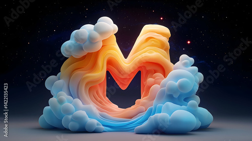 Obraz na płótnie Cosmic Letter M Galaxy Moon Design w salonie