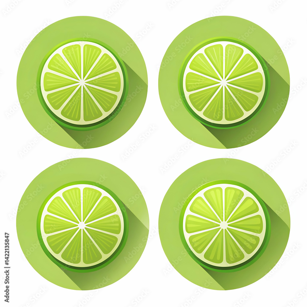 Lime icon set in flat vector style Lime icon set in flat vector style