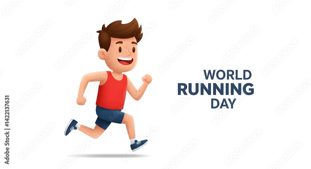 Boy Running Cartoon for World Running Day Boy Running Cartoon for World Running Day