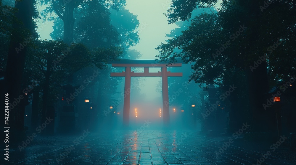 Misty Japanese Torii Gate