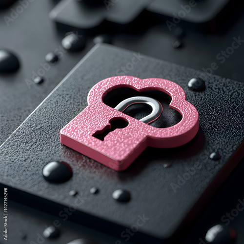 Wallpaper Mural A pink cloud-shaped padlock sits on a textured dark surface symbolizing data security and cloud storage. Ideal for presentations about online protection. Torontodigital.ca