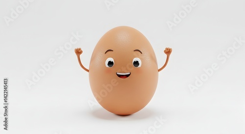 Cartoon Egg Illustration with Face and Arms
