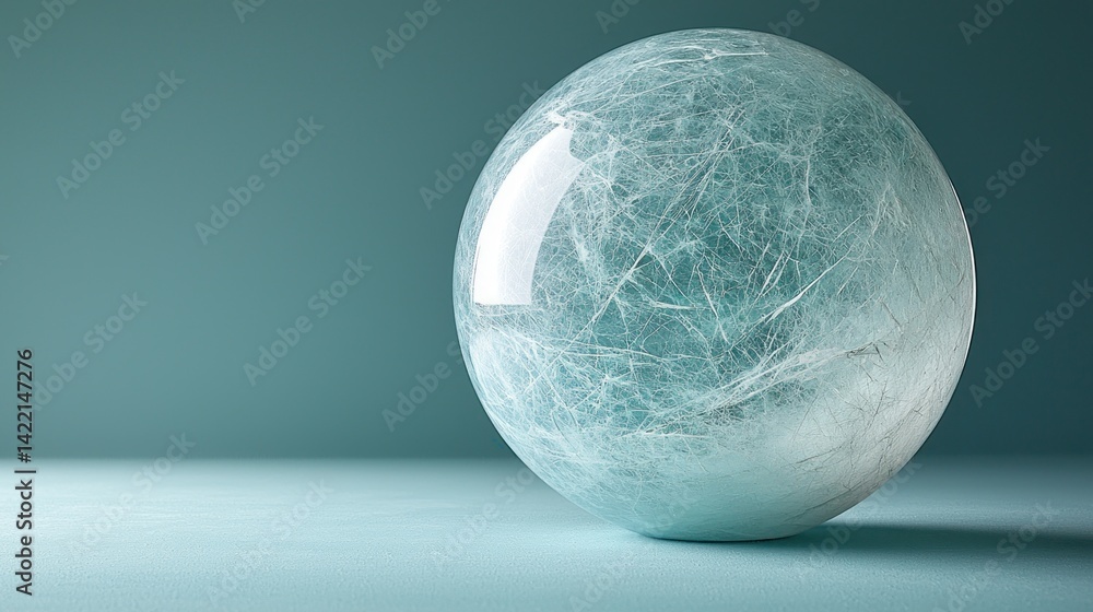 Light teal sphere on teal background Light teal sphere on teal background