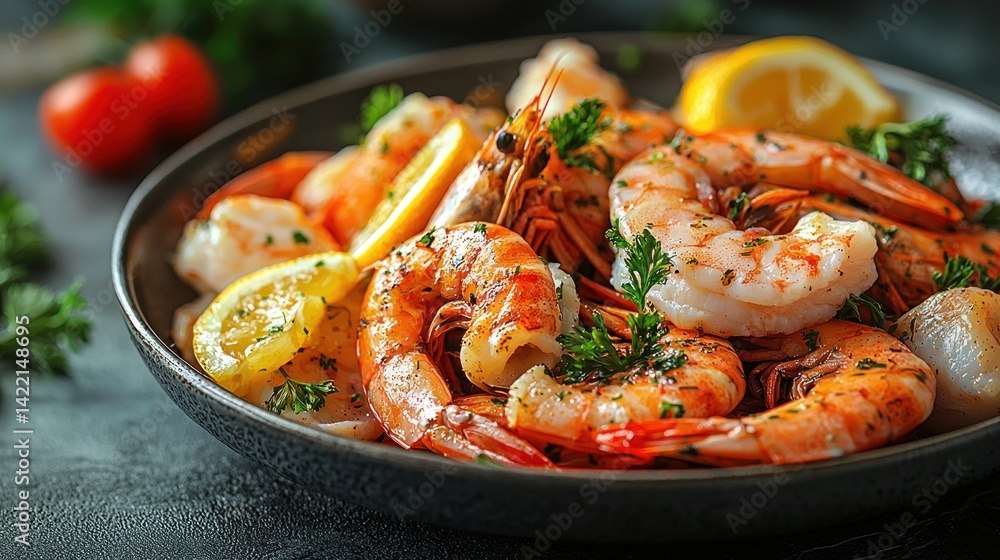 Delicious Cooked Shrimp with Lemon and Herbs Delicious Cooked Shrimp with Lemon and Herbs