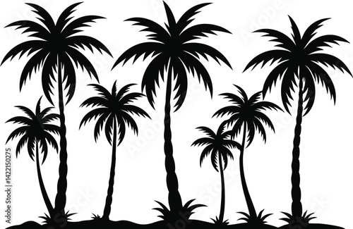 Stylized Palm Tree Silhouettes – Minimalist Black & White Tropical Vector Set